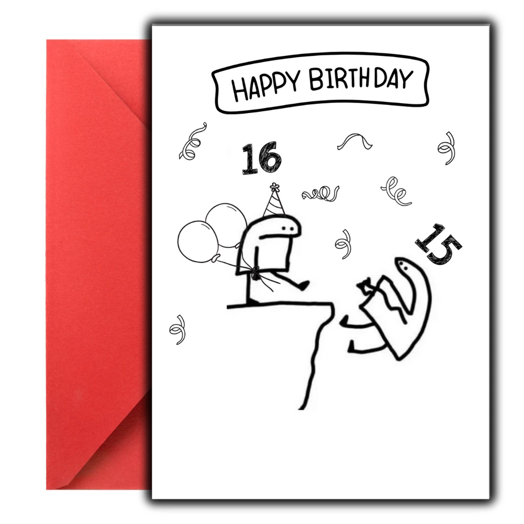 Boy Funny 16th Birthday Card for Boys Girls,Sweet 16 Birthday Card Gifts for Him Her,Happy 16 Year Old Birthday Gifts for Son Daughter Teenagers with Gen Z Slang Meme, Sixteenth Birthday Gift Card