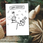 Boy Funny 16th Birthday Card for Boys Girls,Sweet 16 Birthday Card Gifts for Him Her,Happy 16 Year Old Birthday Gifts for Son Daughter Teenagers with Gen Z Slang Meme, Sixteenth Birthday Gift Card