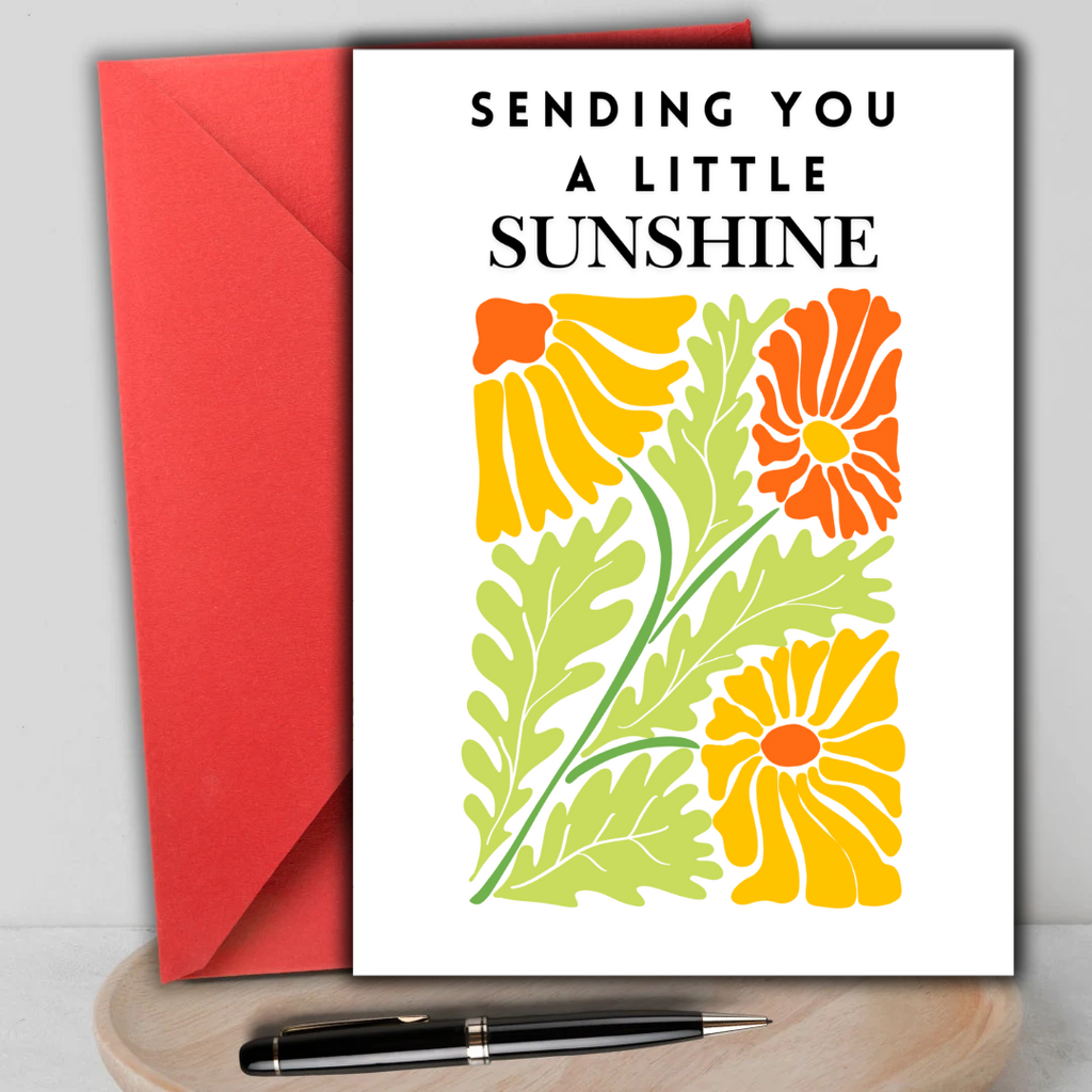 Sending You Sunshine Card, Encouragement Card, Thinking of You Card, Sending you sunshine card