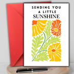 Sending You Sunshine Card, Encouragement Card, Thinking of You Card, Sending you sunshine card