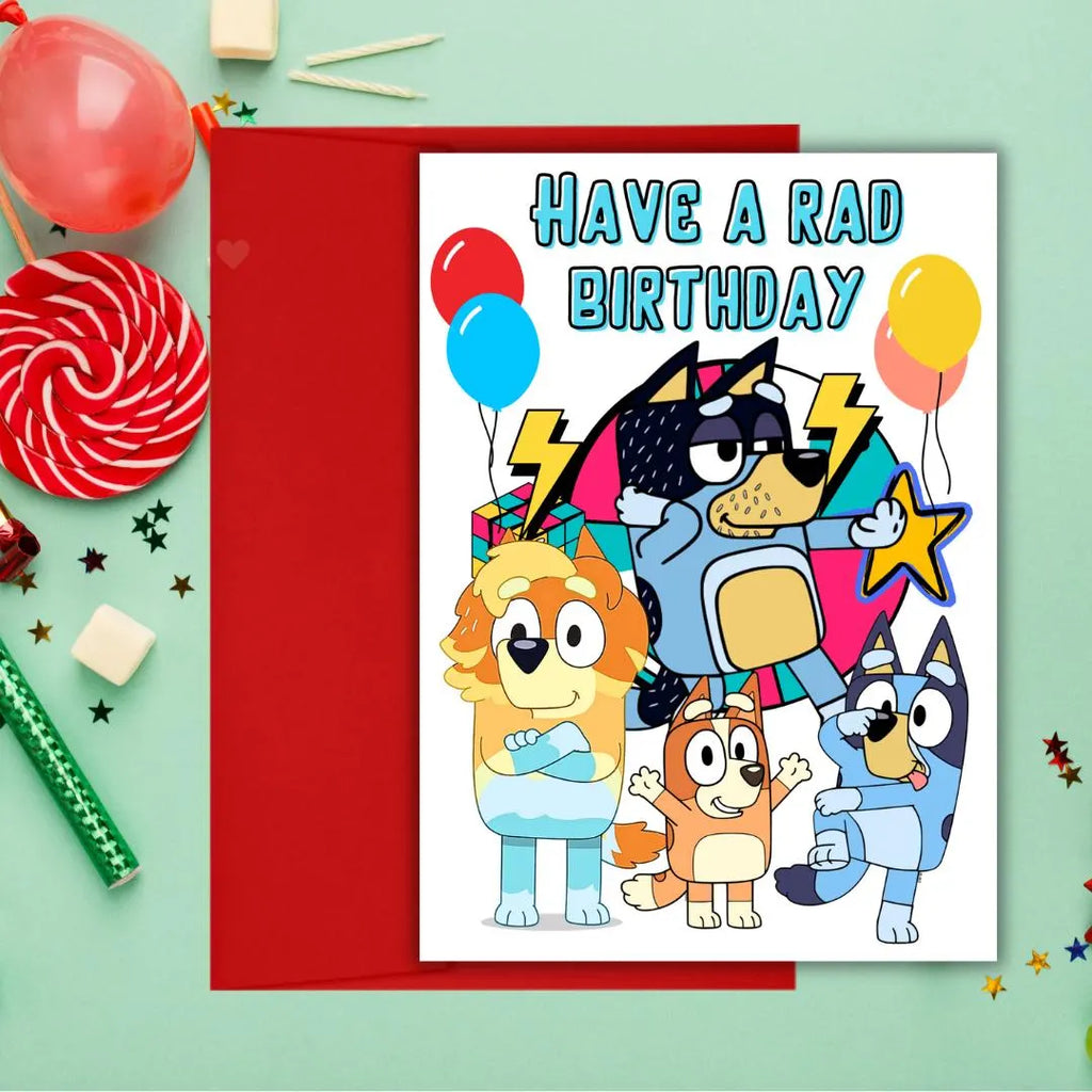 Bluey Birthday Card, Bluey Birthday Card for Son, Daughter, Printable Birthday Card, Instant Download, Kids Birthday Card, Bluey Card