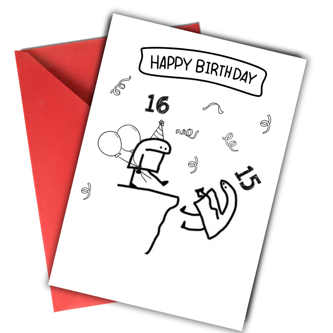Boy Funny 16th Birthday Card for Boys Girls,Sweet 16 Birthday Card Gifts for Him Her,Happy 16 Year Old Birthday Gifts for Son Daughter Teenagers with Gen Z Slang Meme, Sixteenth Birthday Gift Card