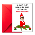 Funny Elf on the Shelf Christmas Card, cute christmas elf card, christnas elf holiday greeting card, elf on the shelf arrival letter