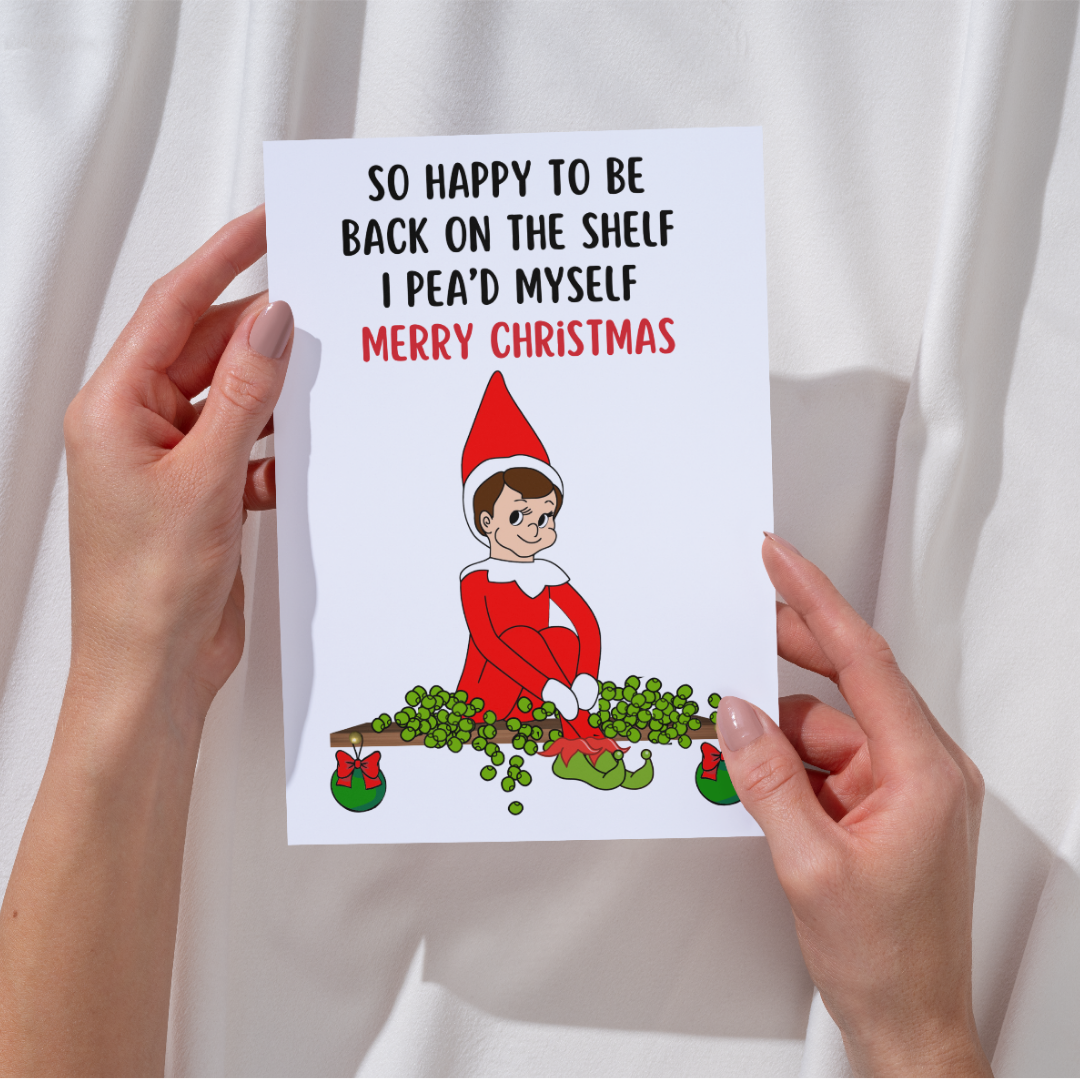 Funny Elf on the Shelf Christmas Card, cute christmas elf card, christnas elf holiday greeting card, elf on the shelf arrival letter