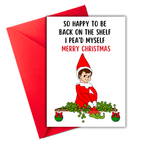 Funny Elf on the Shelf Christmas Card, cute christmas elf card, christnas elf holiday greeting card, elf on the shelf arrival letter