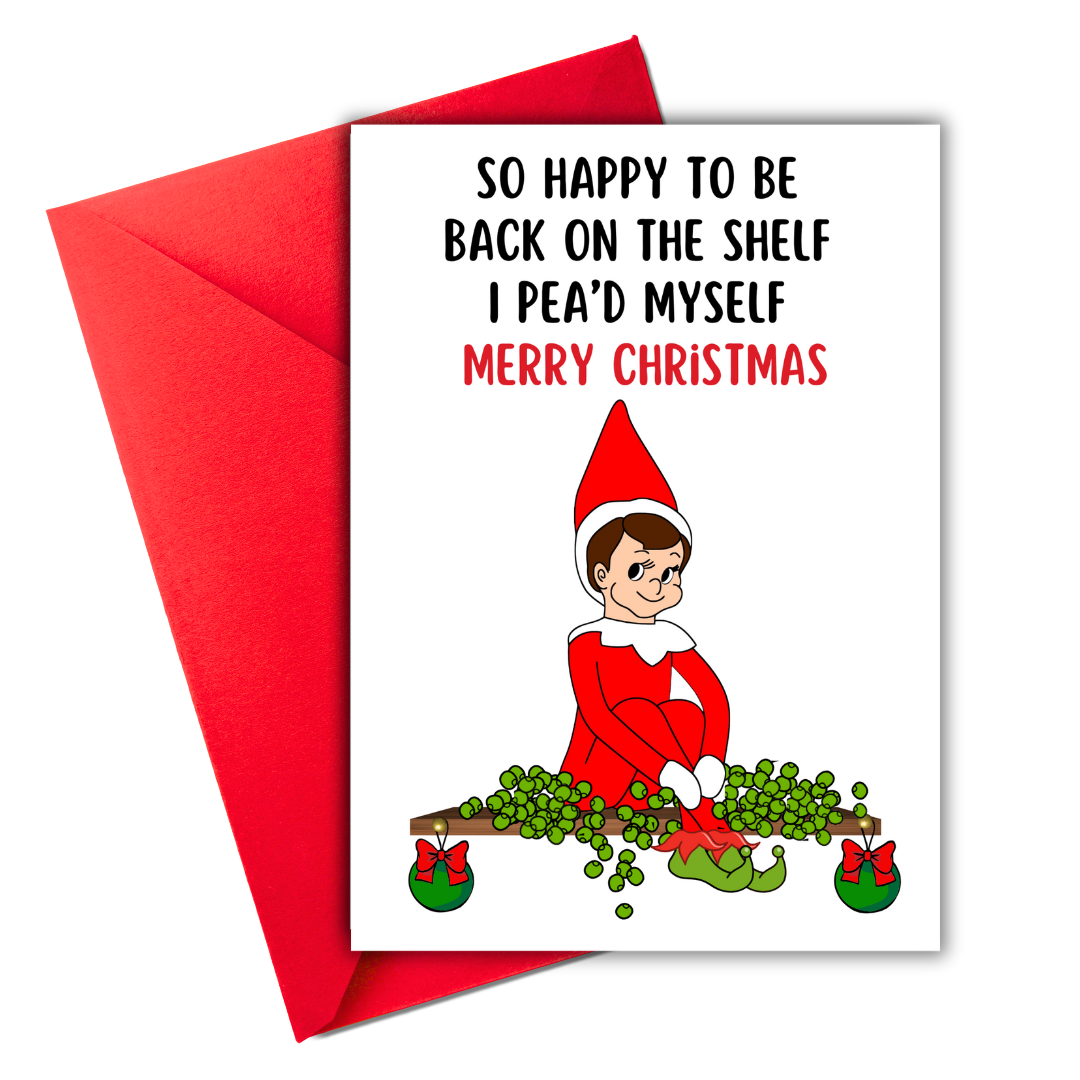 Funny Elf on the Shelf Christmas Card, cute christmas elf card, christnas elf holiday greeting card, elf on the shelf arrival letter