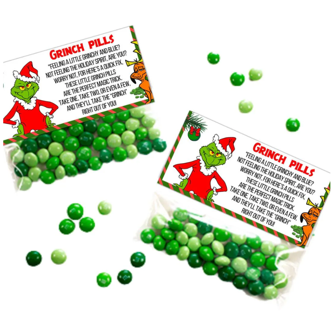 Grinch Pills Printable, Grinch Pills Topper, Grinch Pills, Digital Label, Grinch Printable, Download, Grinch Christmas Candy Bag Topper