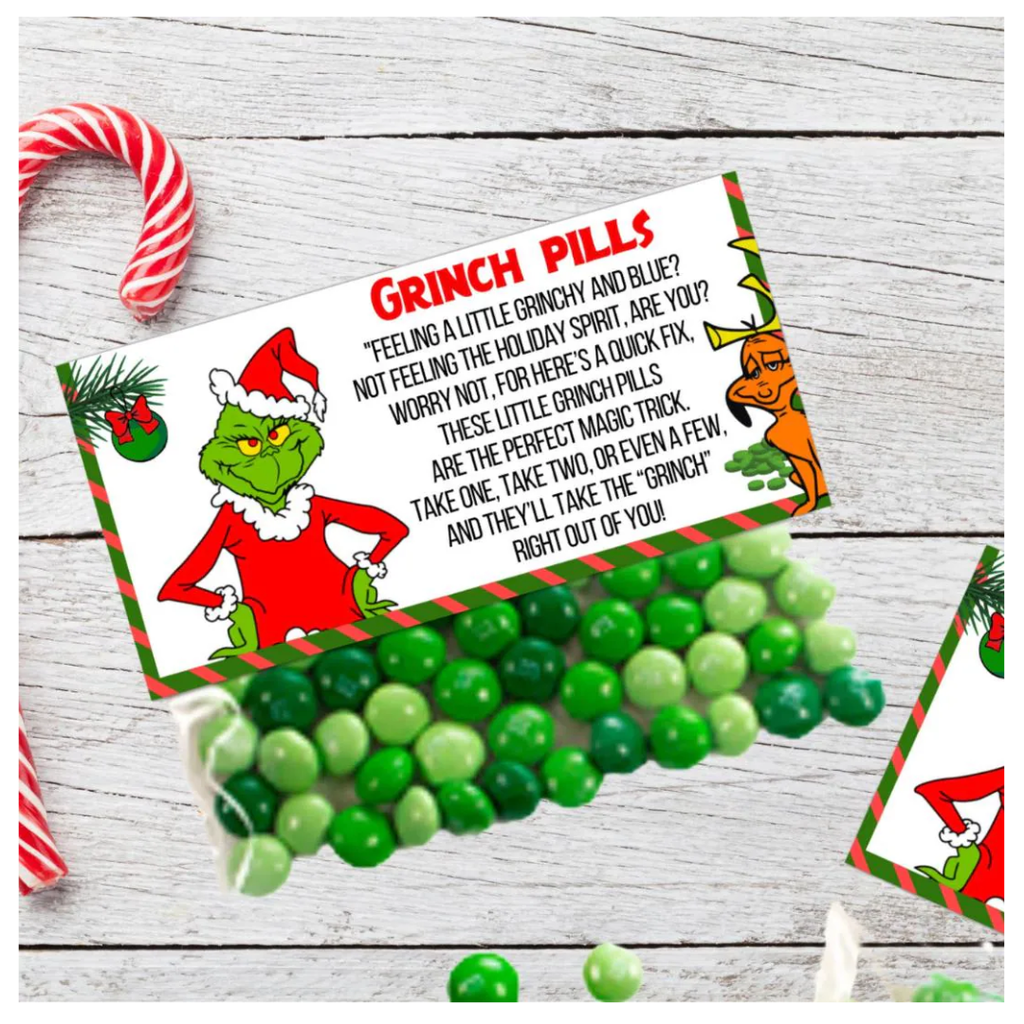 Grinch Pills Printable, Grinch Pills Topper, Grinch Pills, Digital Label, Grinch Printable, Download, Grinch Christmas Candy Bag Topper