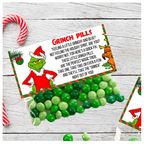 Grinch Pills Printable, Grinch Pills Topper, Grinch Pills, Digital Label, Grinch Printable, Download, Grinch Christmas Candy Bag Topper