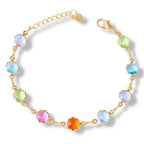18K Gold Plated Multicolor Crystal Bracelet in 7.5 Inches, rainbow crystal bracelet