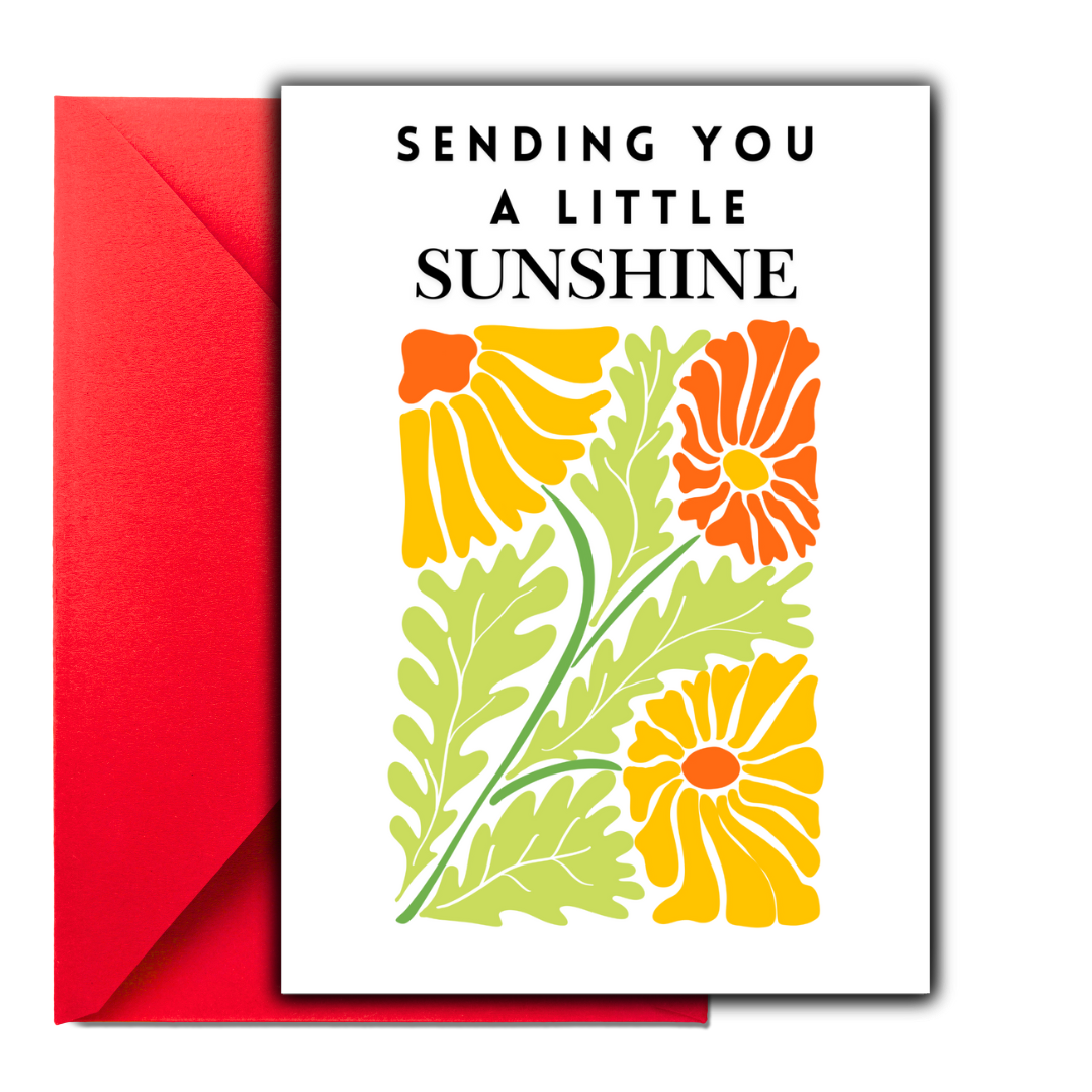 Sending You Sunshine Card, Encouragement Card, Thinking of You Card, Sending you sunshine card