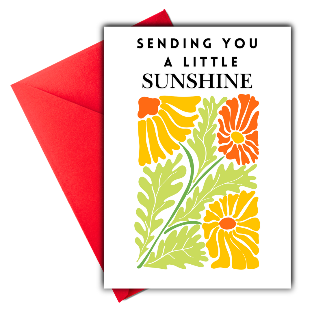 Sending You Sunshine Card, Encouragement Card, Thinking of You Card, Sending you sunshine card