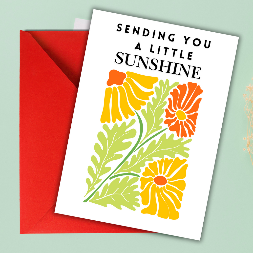 Sending You Sunshine Card, Encouragement Card, Thinking of You Card, Sending you sunshine card