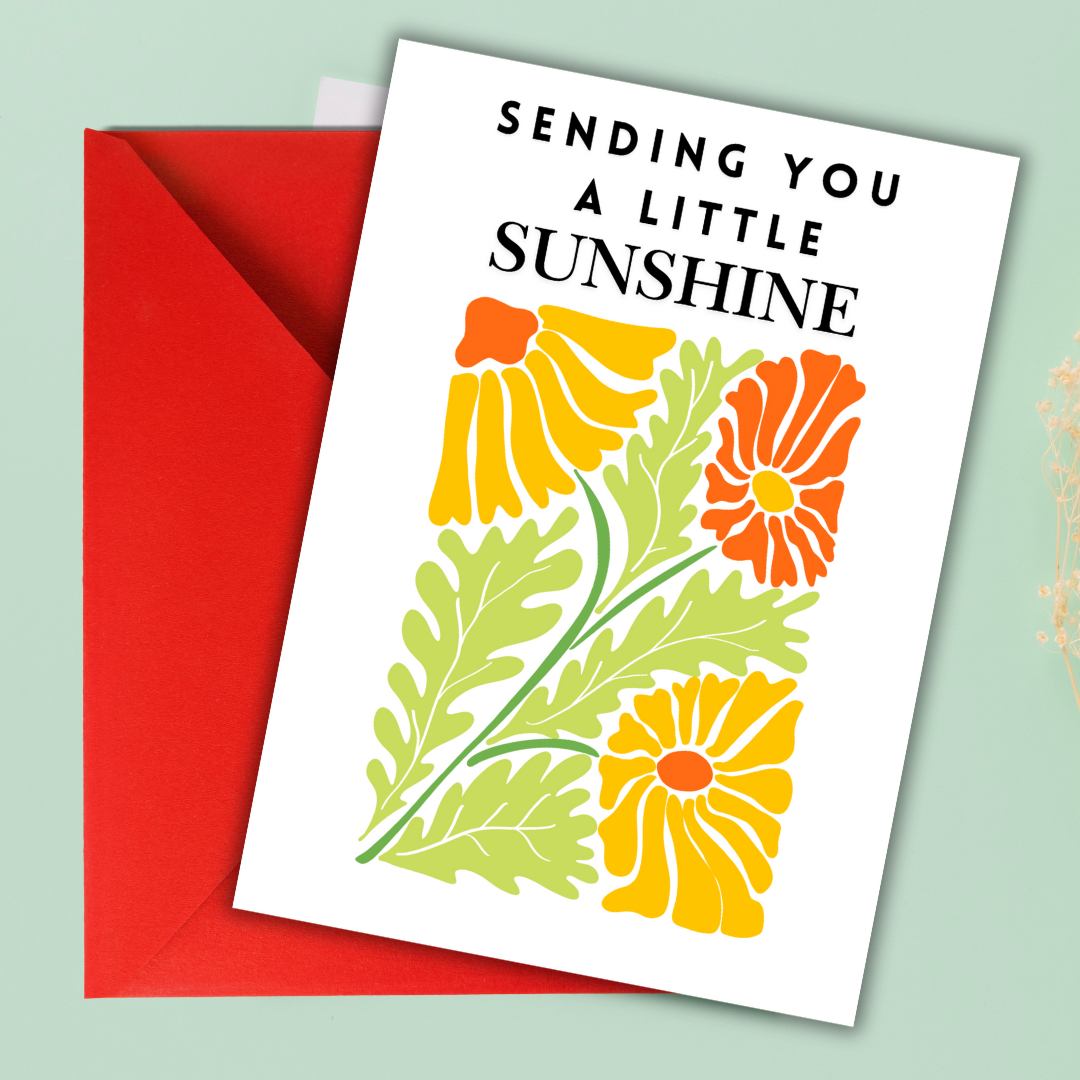 Sending You Sunshine Card, Encouragement Card, Thinking of You Card, Sending you sunshine card