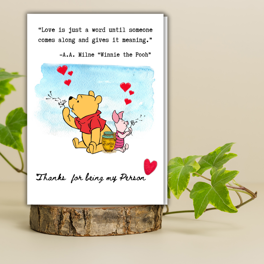 Winnie the Pooh Card, Winnie the Pooh, Winnie the Pooh Anniversary Card, winnie the pooh greeting for Wife, Boyfriend, Husband, Girlfriend