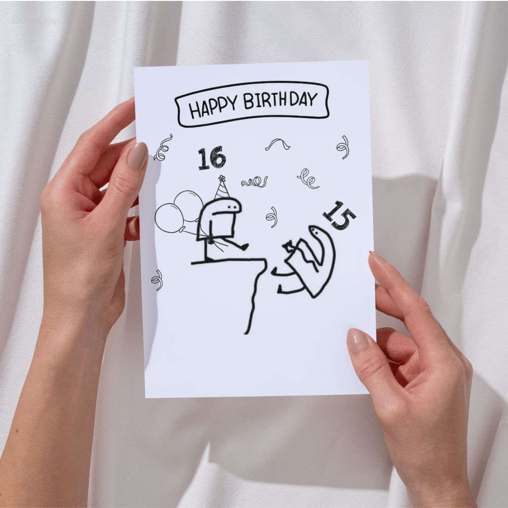 Boy Funny 16th Birthday Card for Boys Girls,Sweet 16 Birthday Card Gifts for Him Her,Happy 16 Year Old Birthday Gifts for Son Daughter Teenagers with Gen Z Slang Meme, Sixteenth Birthday Gift Card