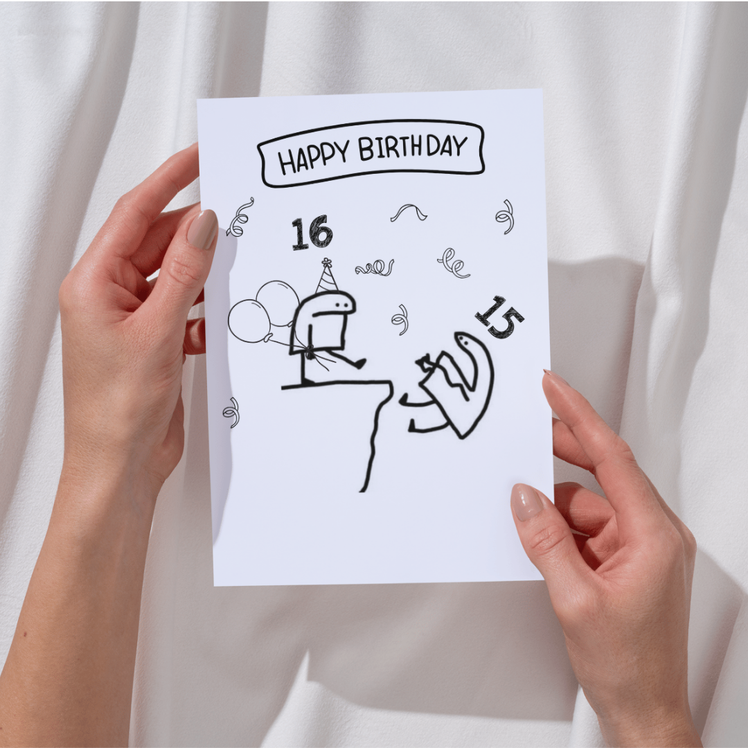 Boy Funny 16th Birthday Card for Boys Girls,Sweet 16 Birthday Card Gifts for Him Her,Happy 16 Year Old Birthday Gifts for Son Daughter Teenagers with Gen Z Slang Meme, Sixteenth Birthday Gift Card