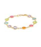 18K Gold Plated Multicolor Crystal Bracelet in 7.5 Inches, rainbow crystal bracelet